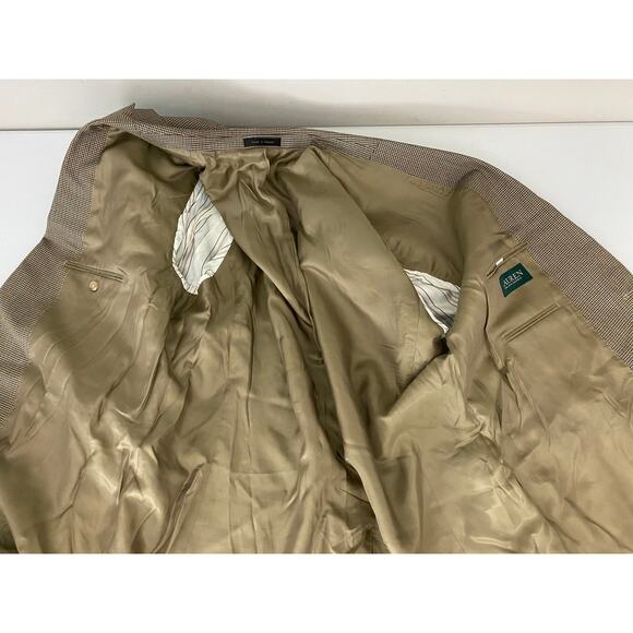 Men Lauren Ralph Lauren tan plaid 2-button blazer sport jacket coat, 50L - Picture 5 of 6